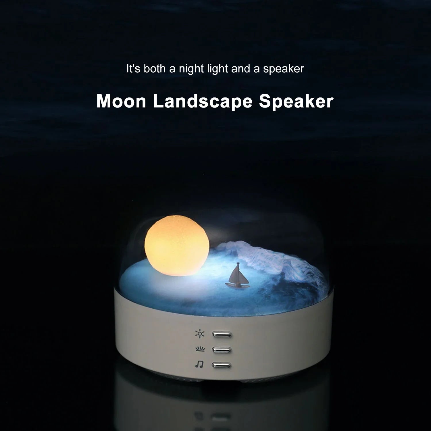 3D Mysterious Moon LED Night Light Speaker