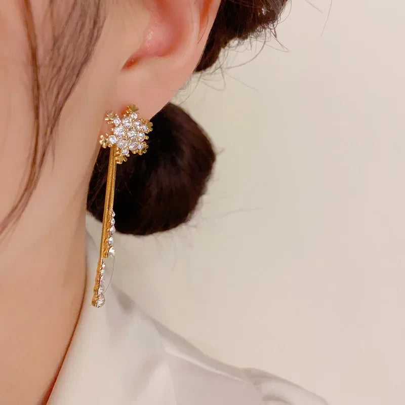 Shiny Snowflake Korean Style Earrings