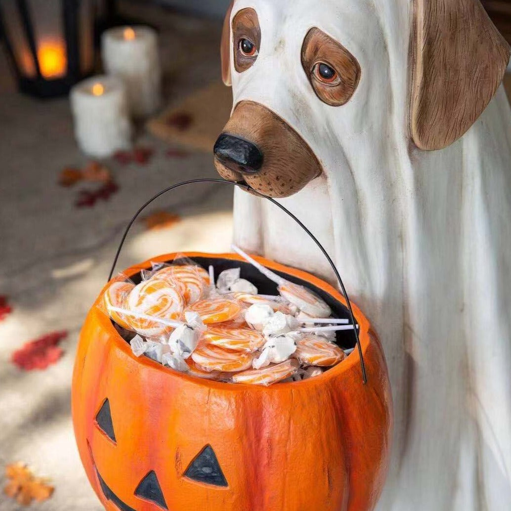 Pumpkin Puppy Resin Garden Decor