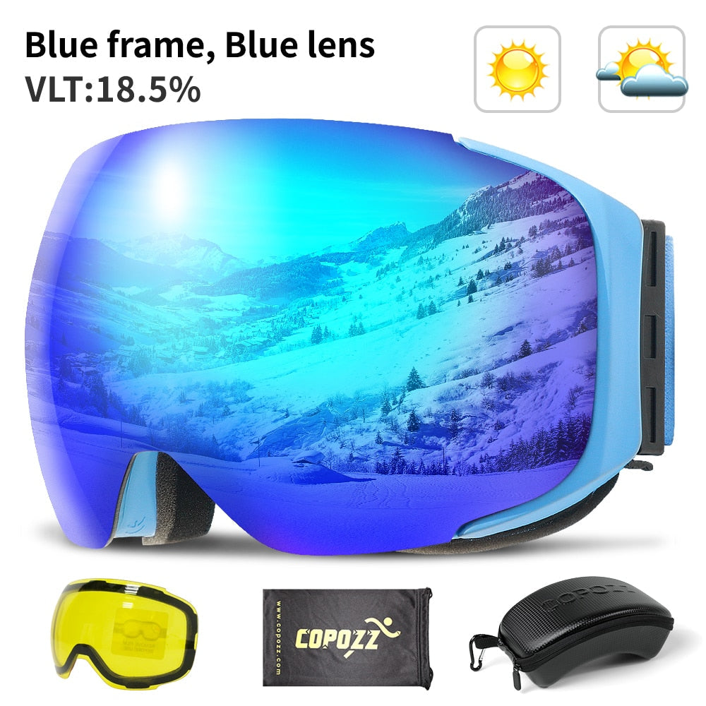 Magnetic UV Protection Anti-Fog Ski Goggles