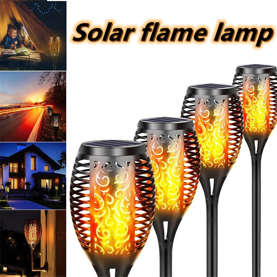 Outdoor LED Solar Artificial Flame Lamp