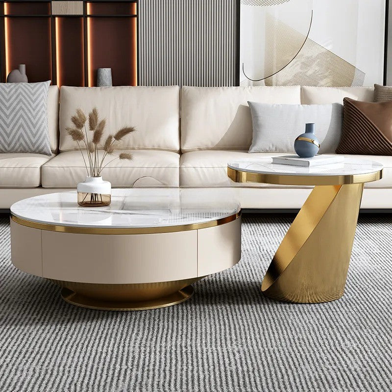 Chich Stone Elegant Modern Marble Coffee Table Set