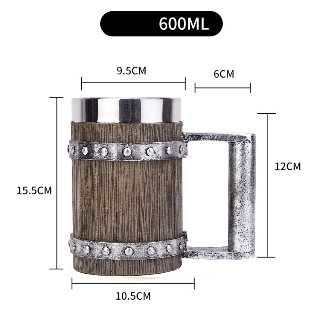 3D Viking-Style Wooden Mug