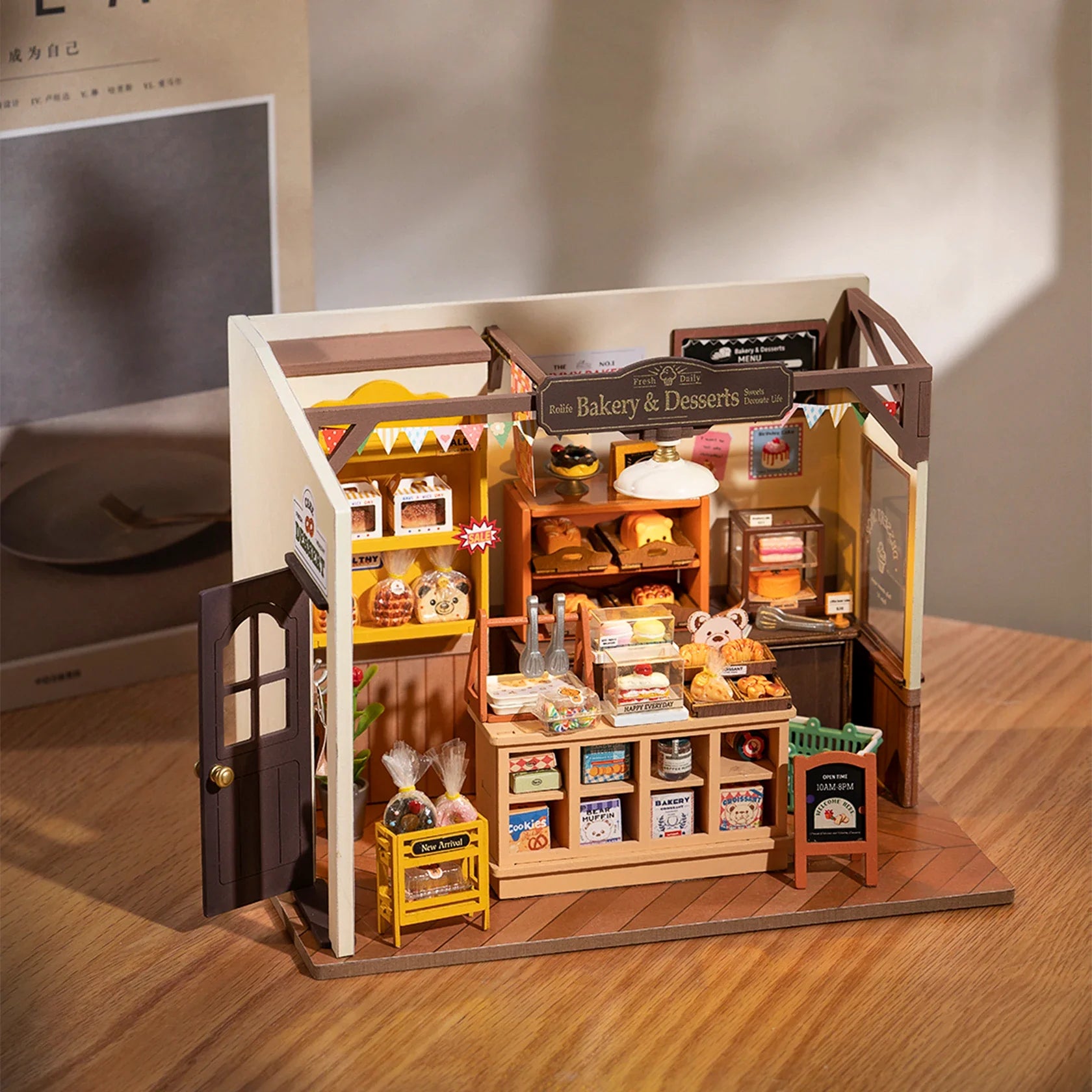 Miniature Cafe Wooden Assembly DIY Bakery Kit