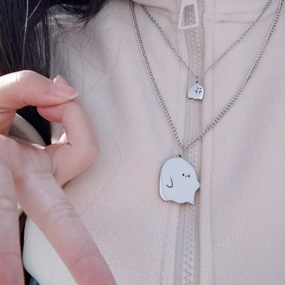 Cute Little Ghost Couple Necklace