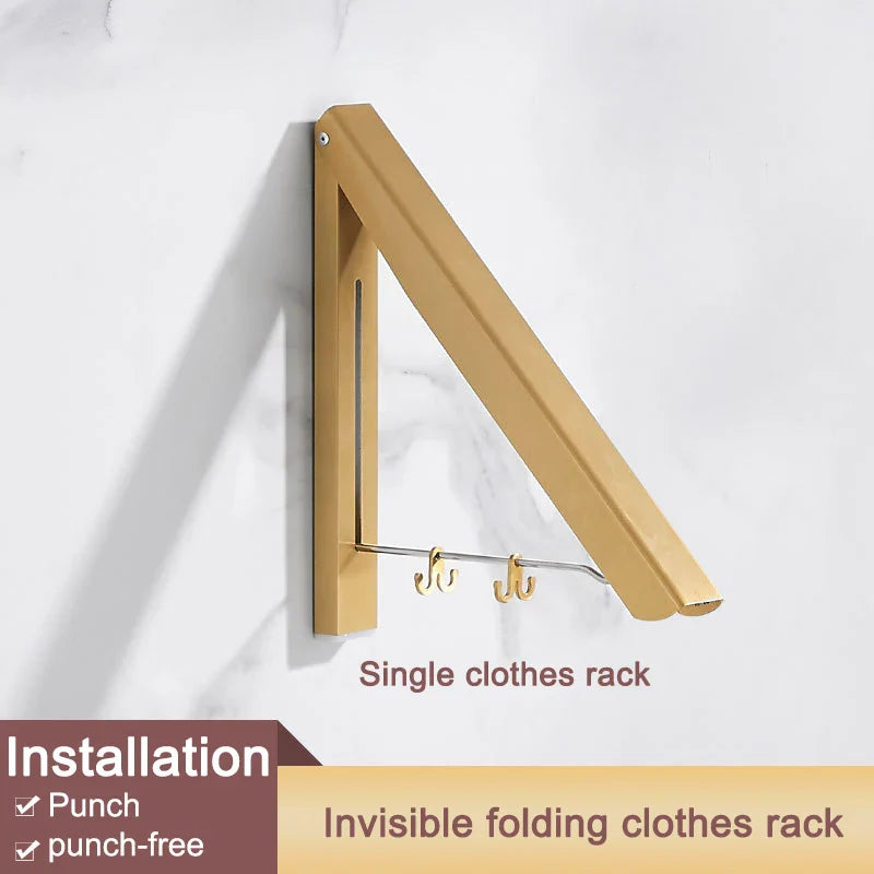 Space Saver Foldable Wall Clothes Aluminum Rack