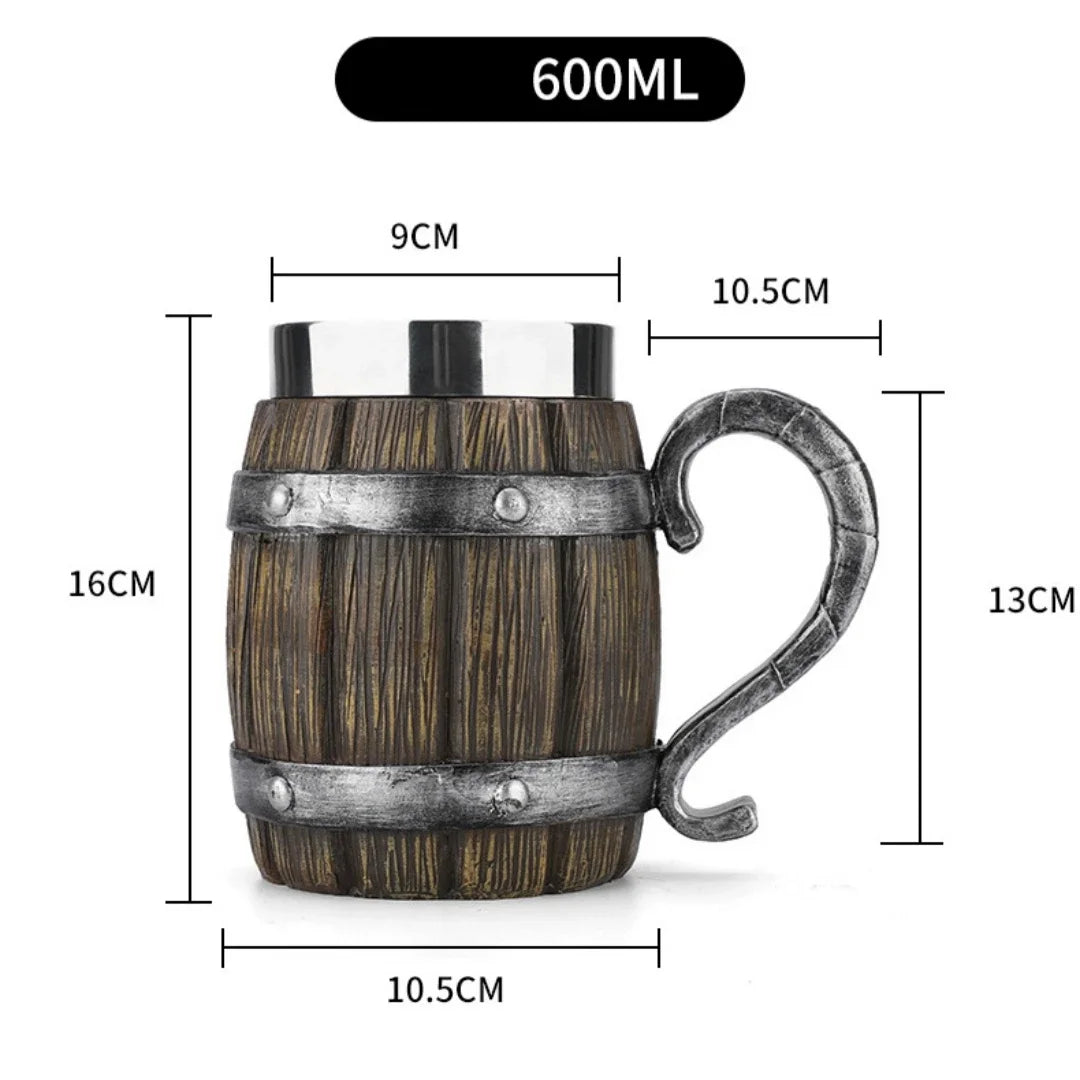 3D Viking-Style Wooden Mug