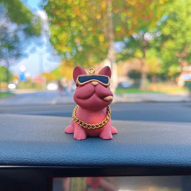 Mini Fancy Bulldog Car Console Decor