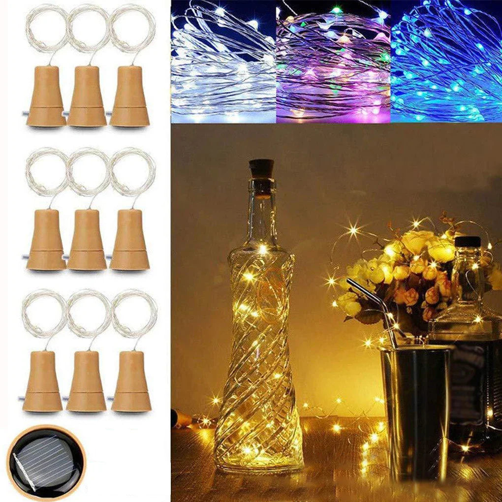 Solar-Powered Bottle Cork String Lights