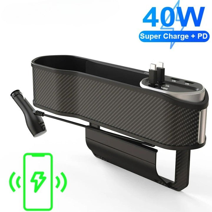 Car Seat Gap Organizer Cup Holder Wireless Charger