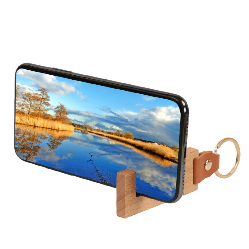 Portable Keychain Wood Phone Stand