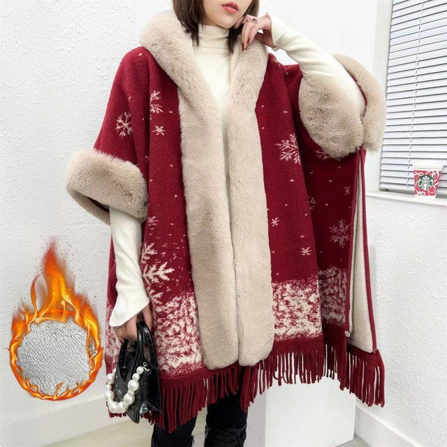 Wearable Blanket Women Lining Long Poncho