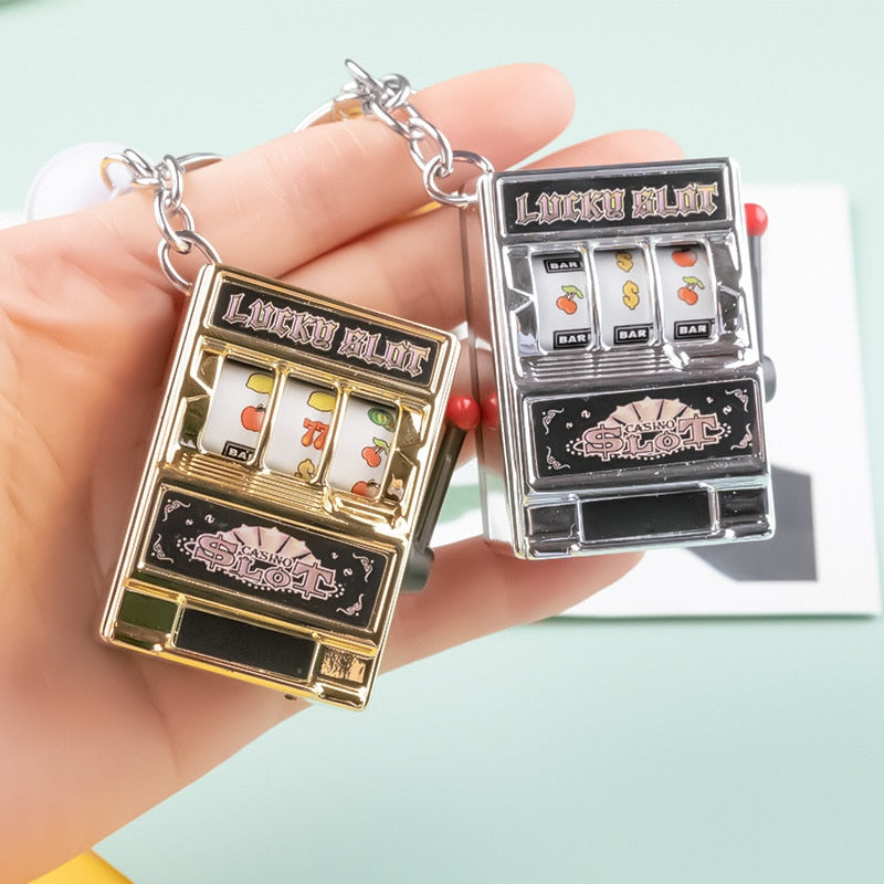 Mini Slot Machine Anti Stress Toy Keychain