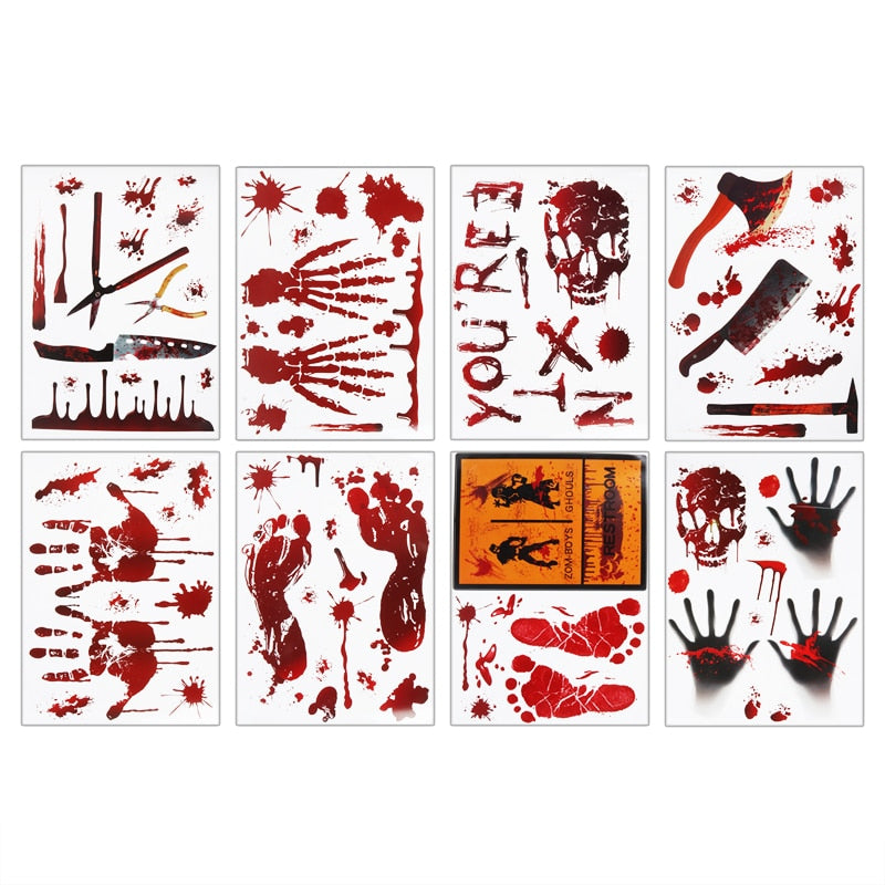 Bloody Handprint Stickers Halloween Decor