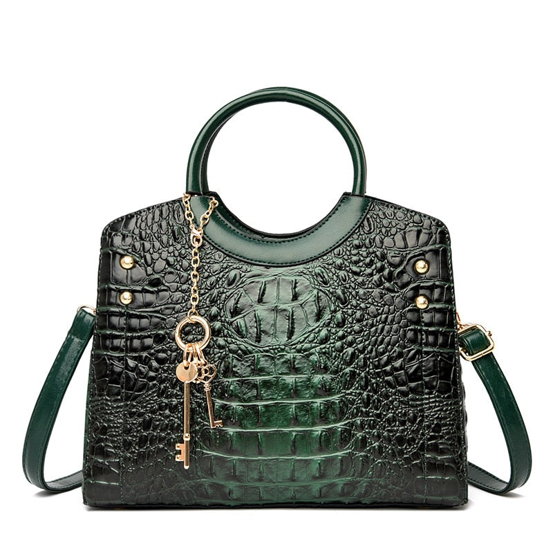 Crocodile Leather Vintage Shoulder Bag