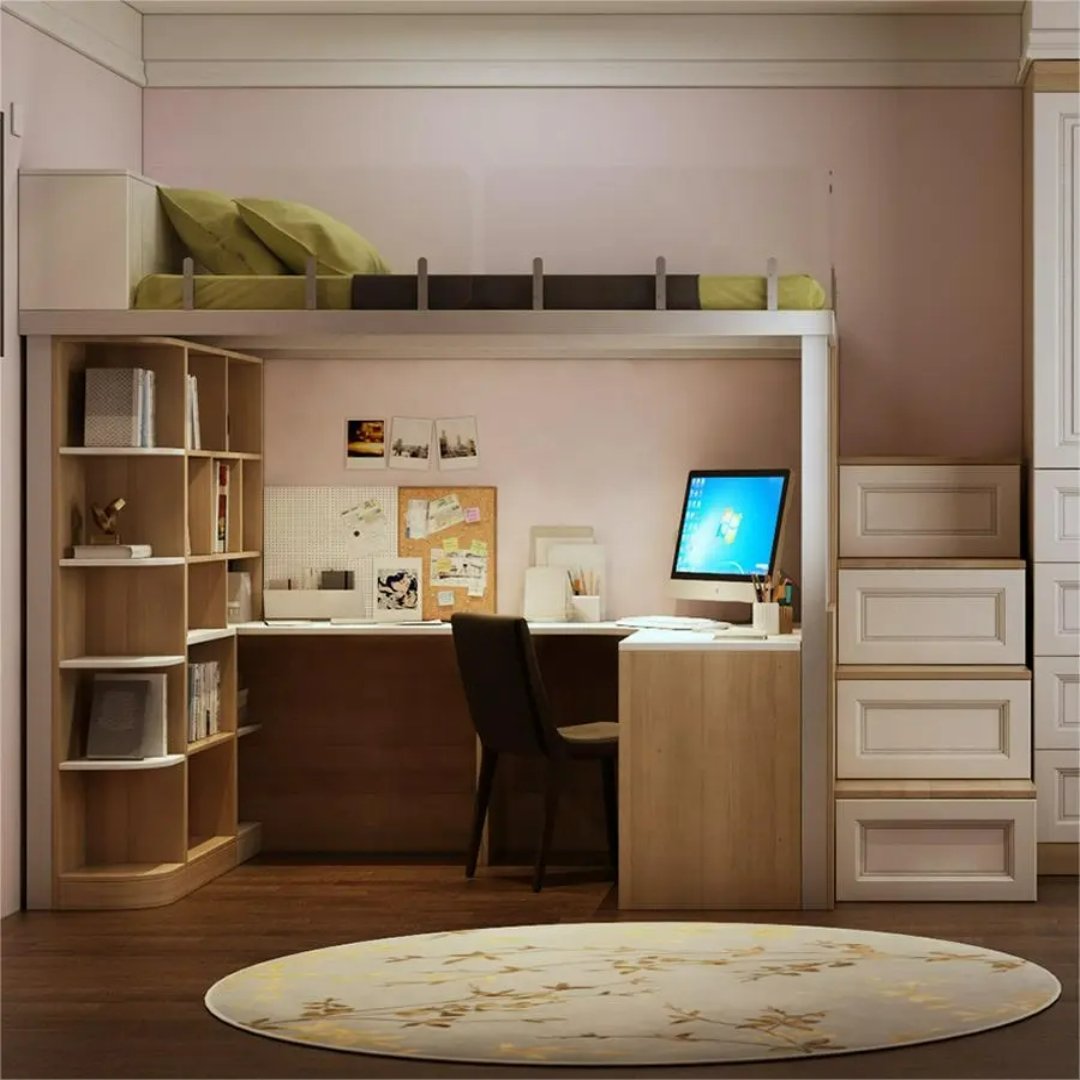 Modern Study Desk Space-Saving Bunk Bed