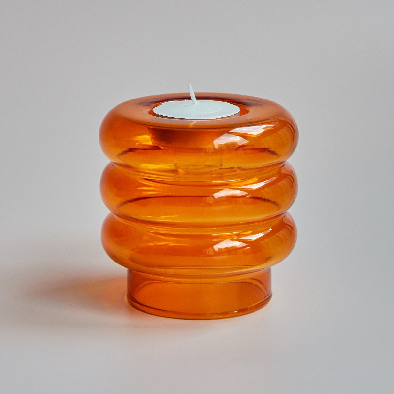 Dual Glass Spiral Candle Holder