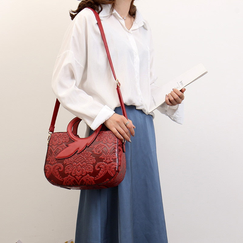 Classic Vintage Style Japanese Leather Handbag