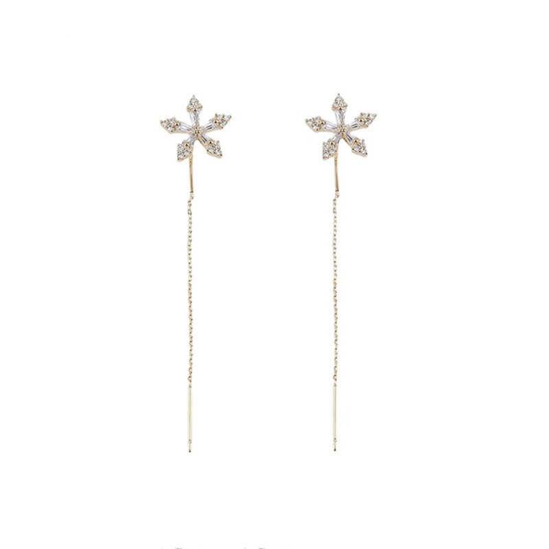 Elegant Flower Long Chain Earrings