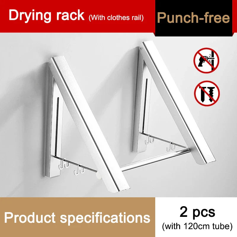 Space Saver Foldable Wall Clothes Aluminum Rack