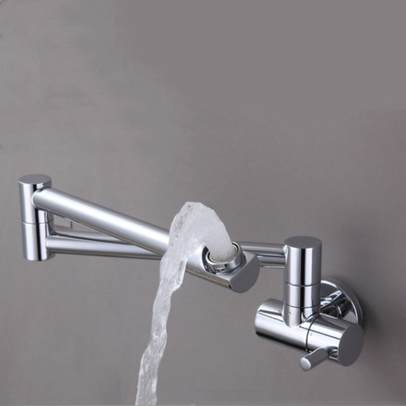 Wall-Mounted Folding Chrome Pot Filler Faucet