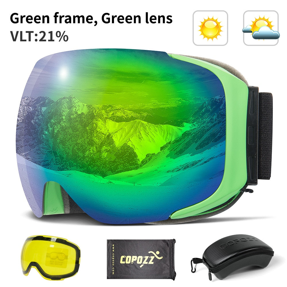 Magnetic UV Protection Anti-Fog Ski Goggles