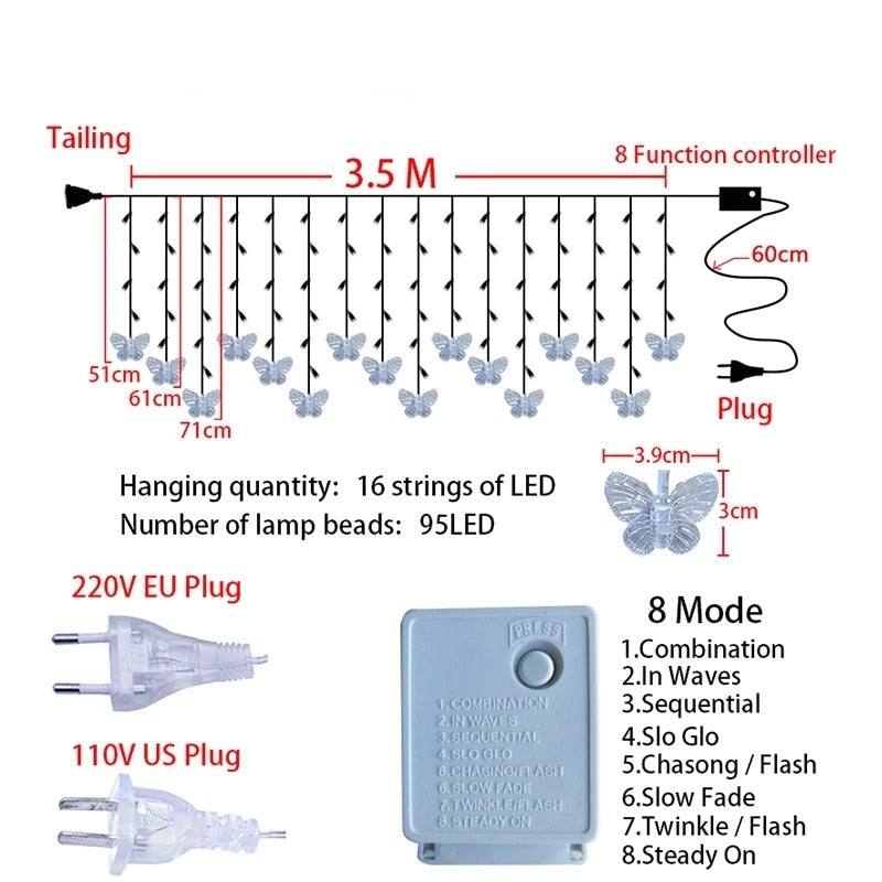 Butterfly LED Curtain Lights