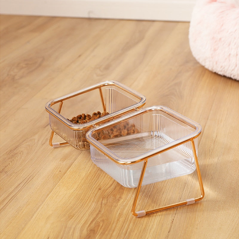 Transparent Non-slip Double Pet Bowl