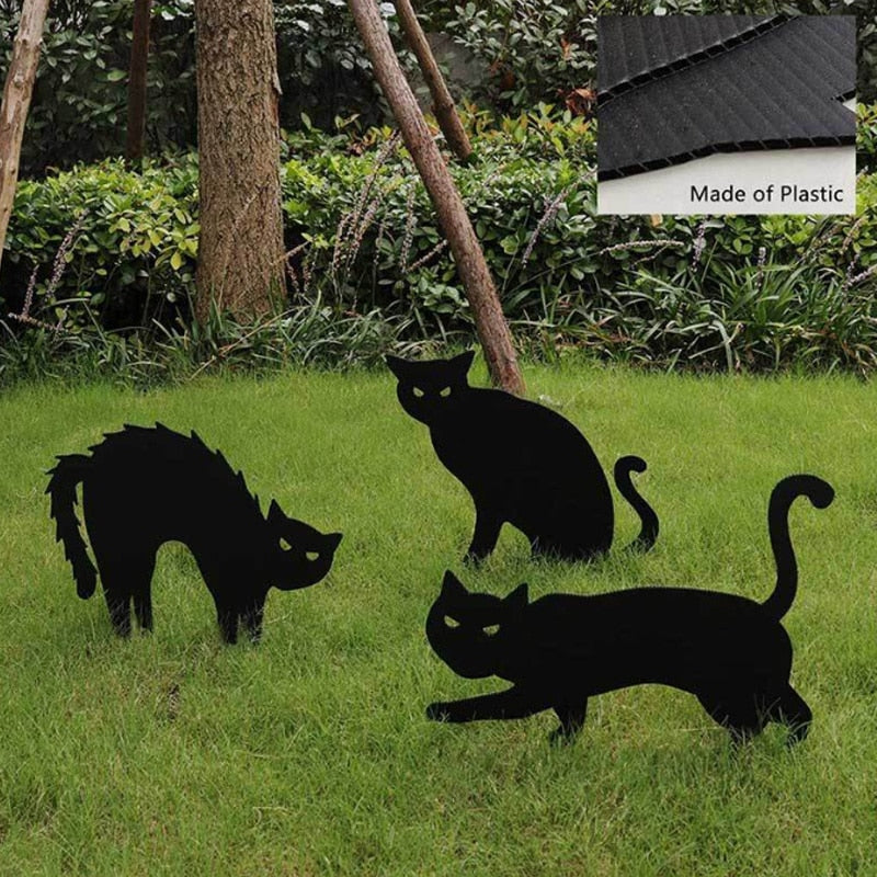 3Pcs Black Cat Garden Ornaments