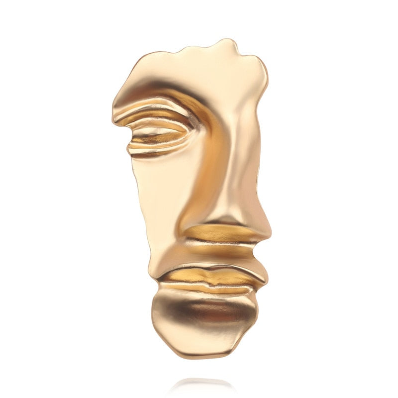 Polished Portrait Artistic Metal Face Pin Brooches