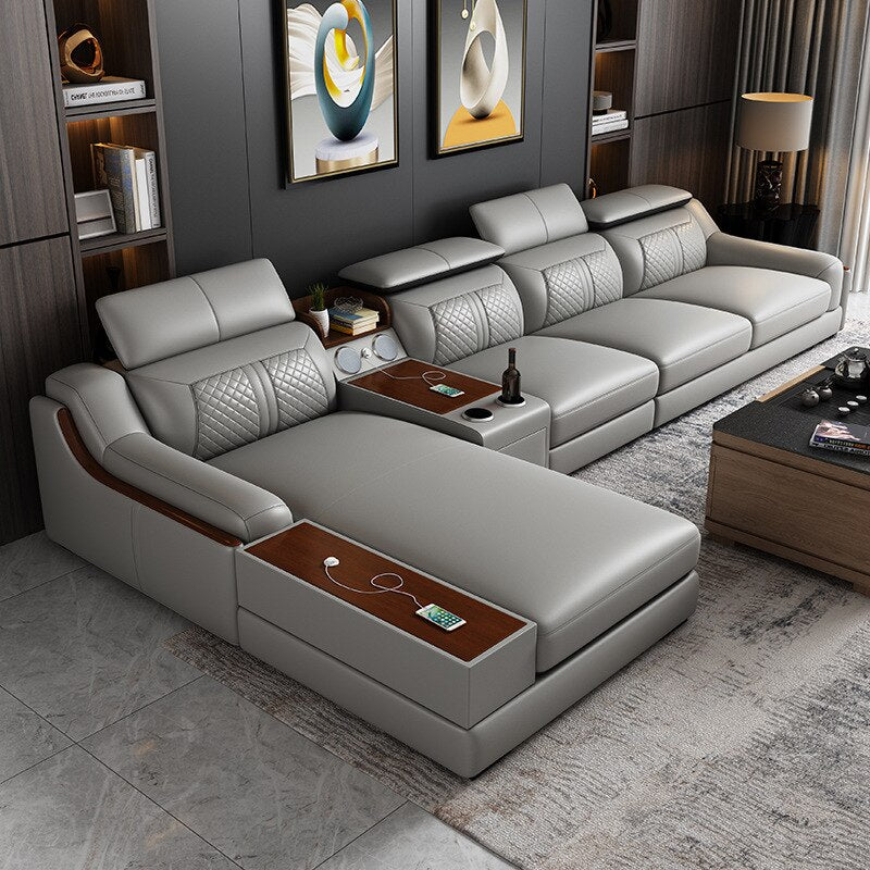 Luxury Multifunctional Elite Elegance Leather Sofa Set