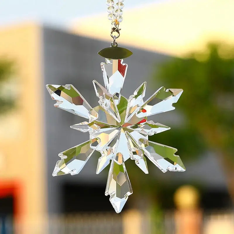 Transparent Snowflake Rainbow Car Pendant Decor