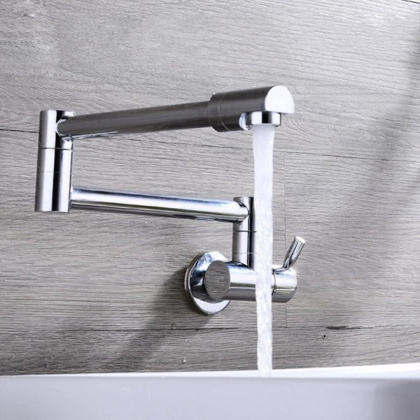 Wall-Mounted Folding Chrome Pot Filler Faucet