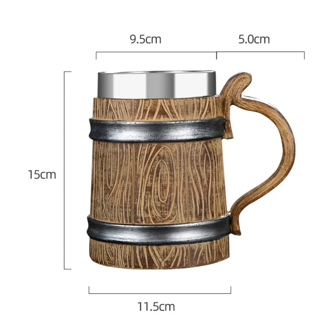 3D Viking-Style Wooden Mug