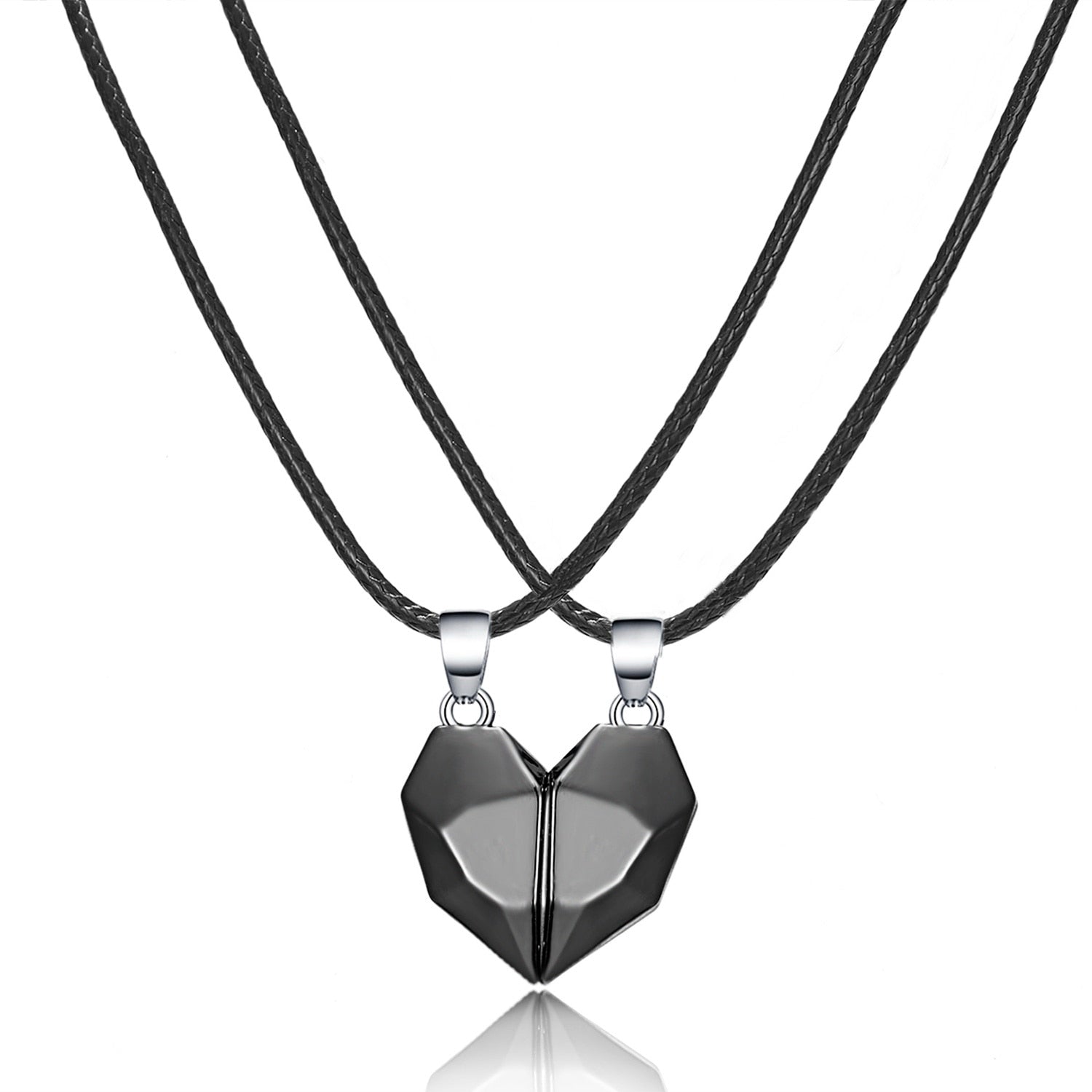 Magnetic Abstract Heart Couple's Necklace