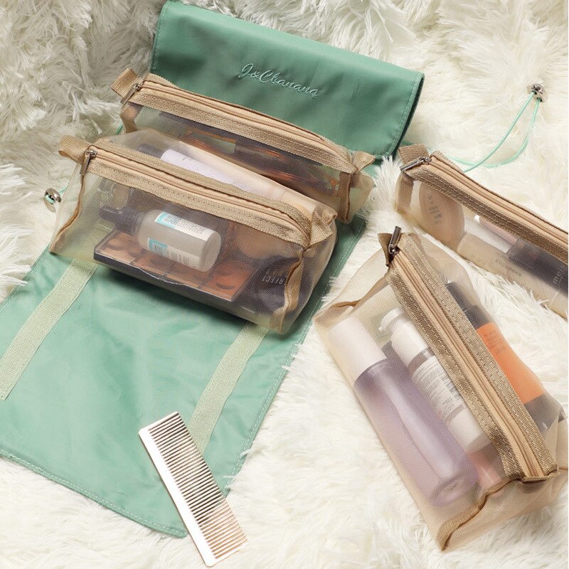 Foldable Detachable Mesh Cosmetic Travel Bag