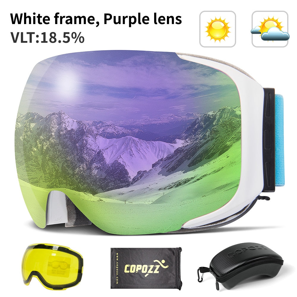 Magnetic UV Protection Anti-Fog Ski Goggles