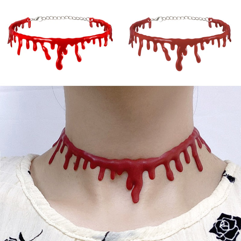 Fake Blood Drip Halloween Necklaces