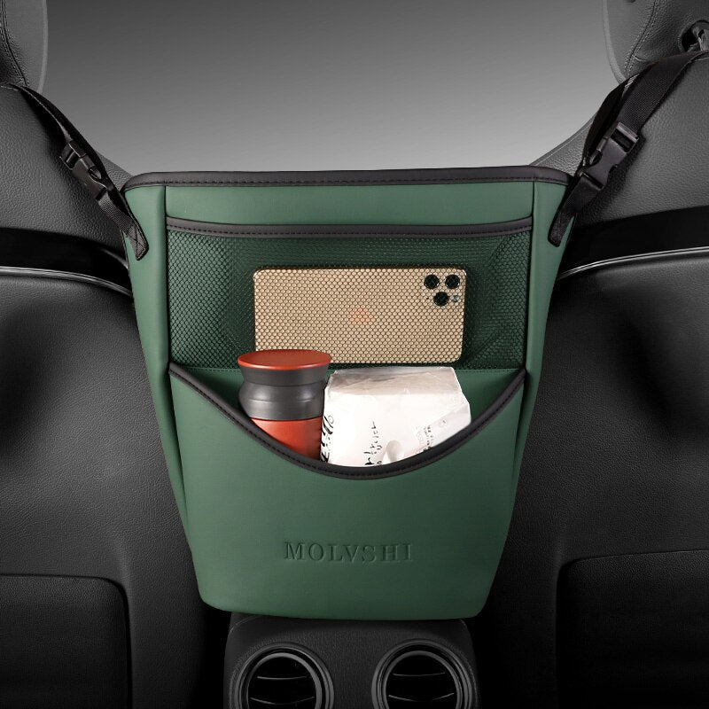 Car Armrest Leather Console Organizer