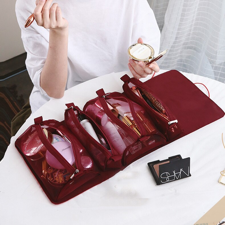 Foldable Detachable Mesh Cosmetic Travel Bag