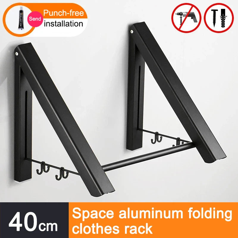 Space Saver Foldable Wall Clothes Aluminum Rack