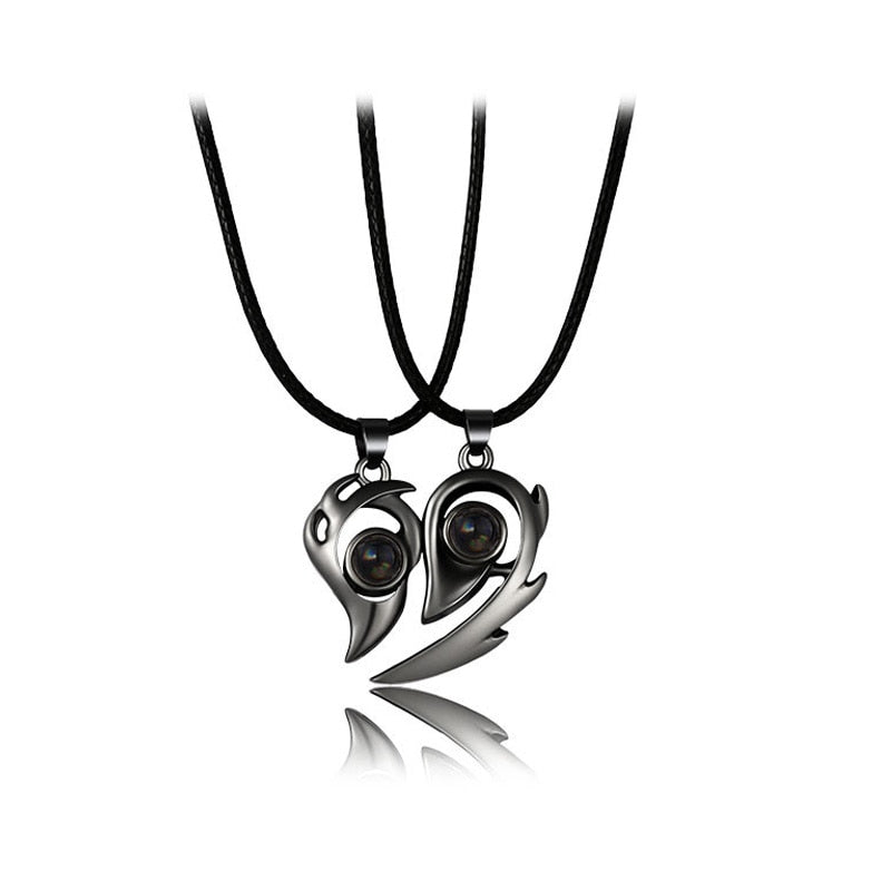 Magnetic Abstract Heart Couple's Necklace