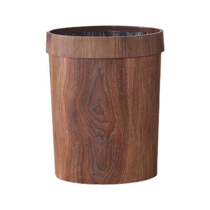 Elegant Retro Wooden Grain Trash Can