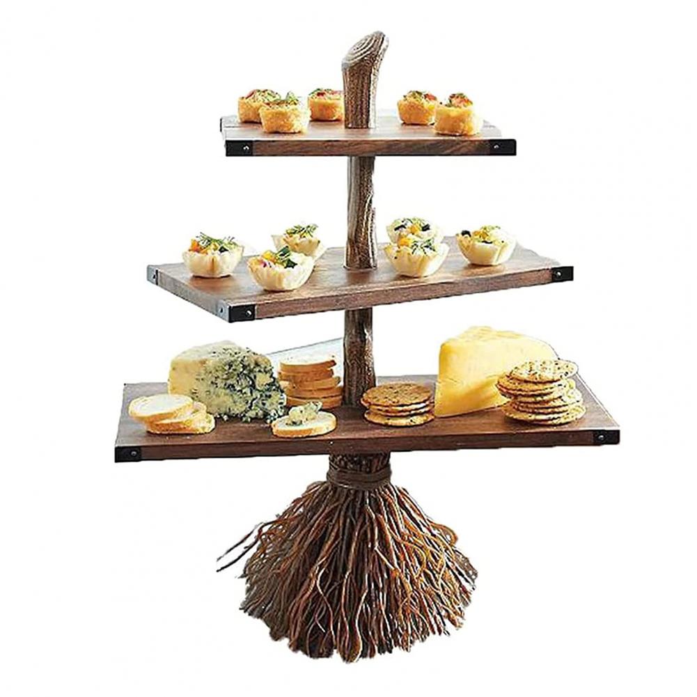 3-Tiered Witch Broom Shape Stand