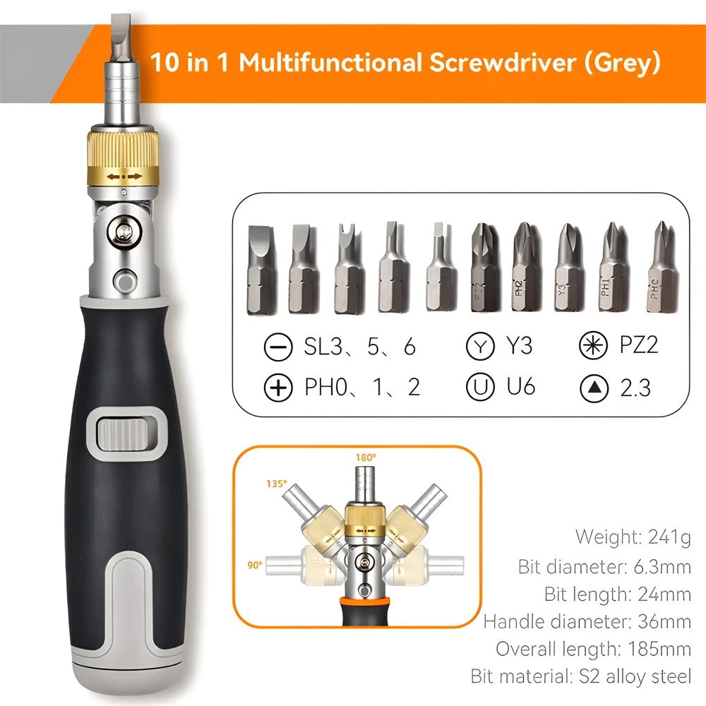 10in1 Multi-Angle Portable Ratchet Screwdriver