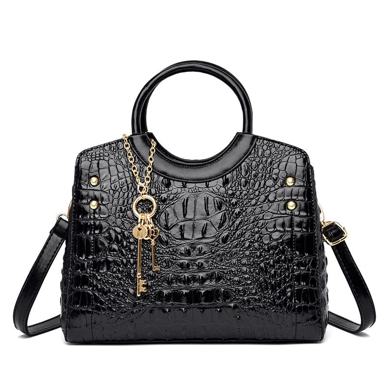 Crocodile Leather Vintage Shoulder Bag