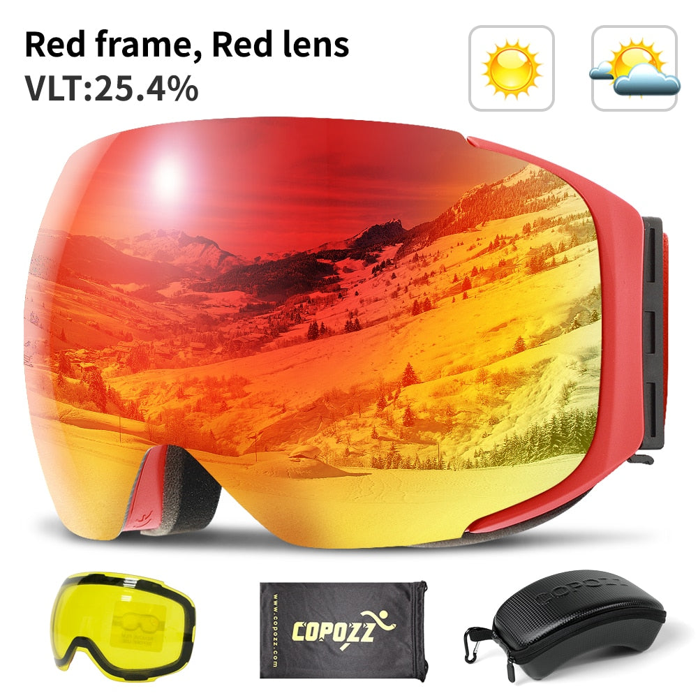 Magnetic UV Protection Anti-Fog Ski Goggles