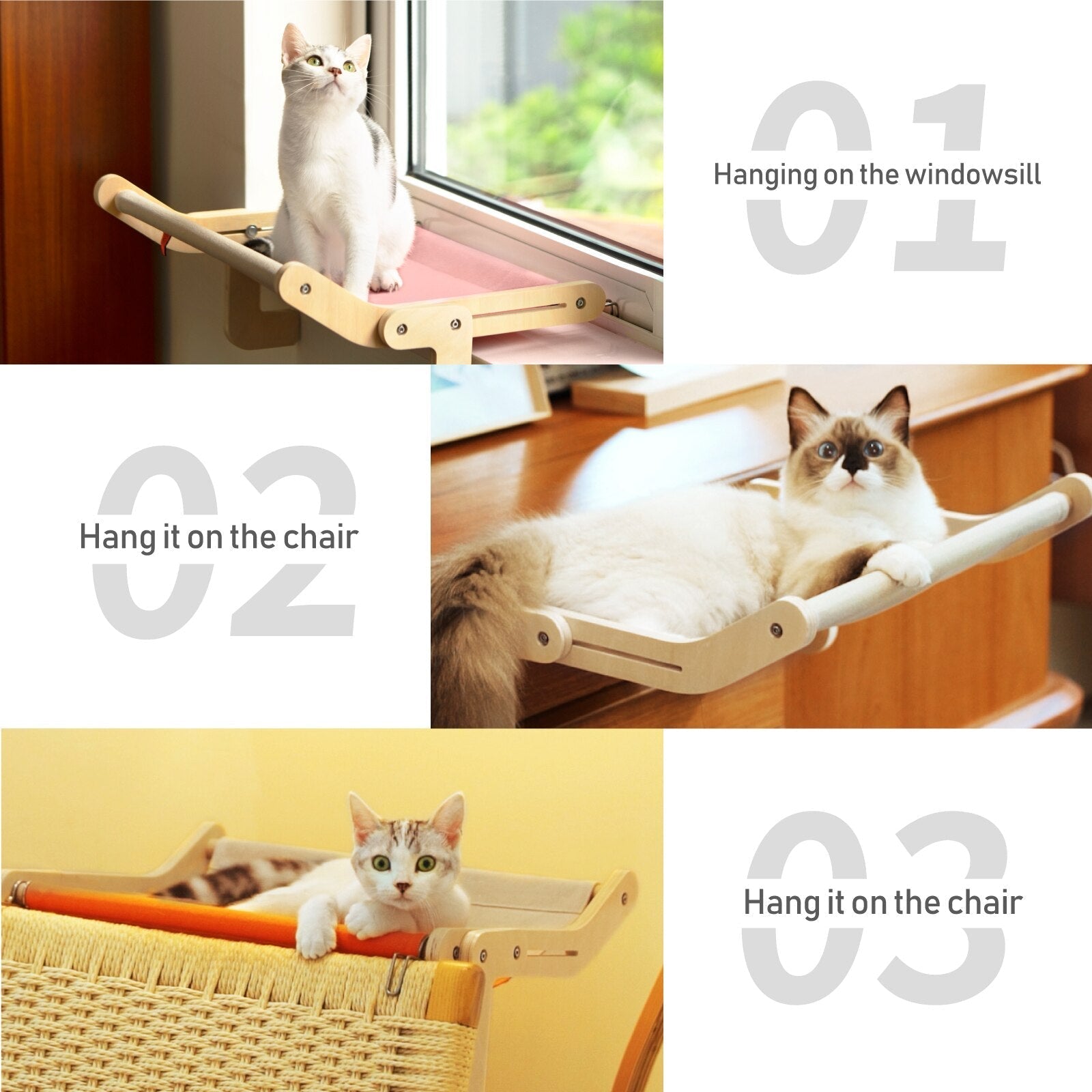 Wooden Window Cat Hanging Bed