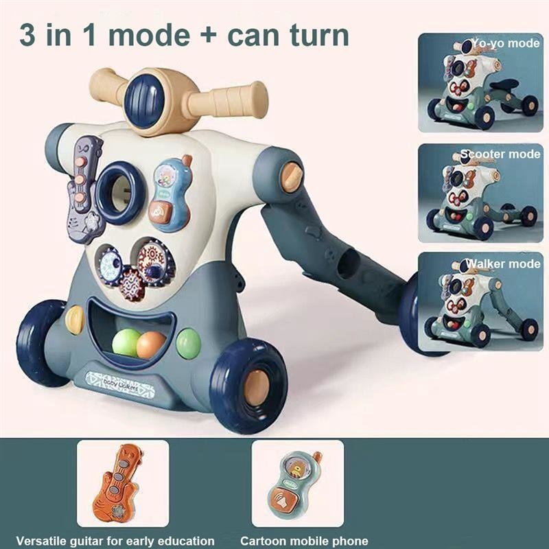 3in1 Anti-Rollover Baby Learning Walker Trolley