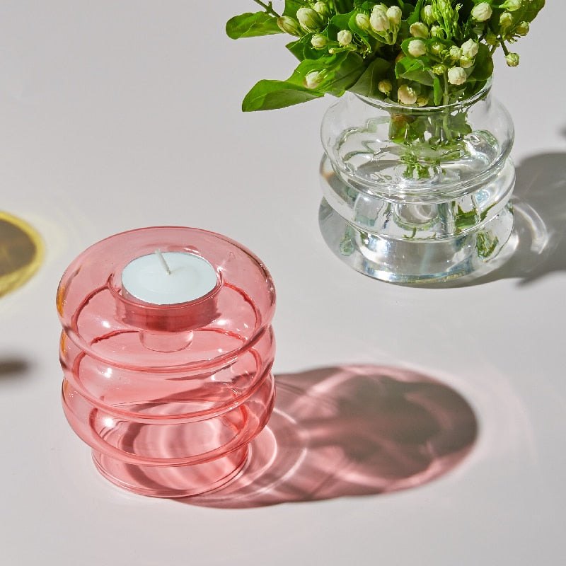 Dual Glass Spiral Candle Holder